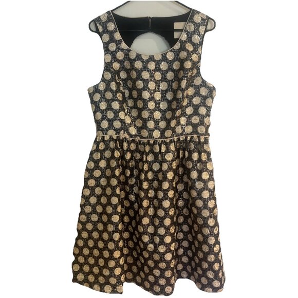 ModCloth Metallic Polka Dot Dress Women's Sz L Lined Pockets Zipper - Picture 3 of 15